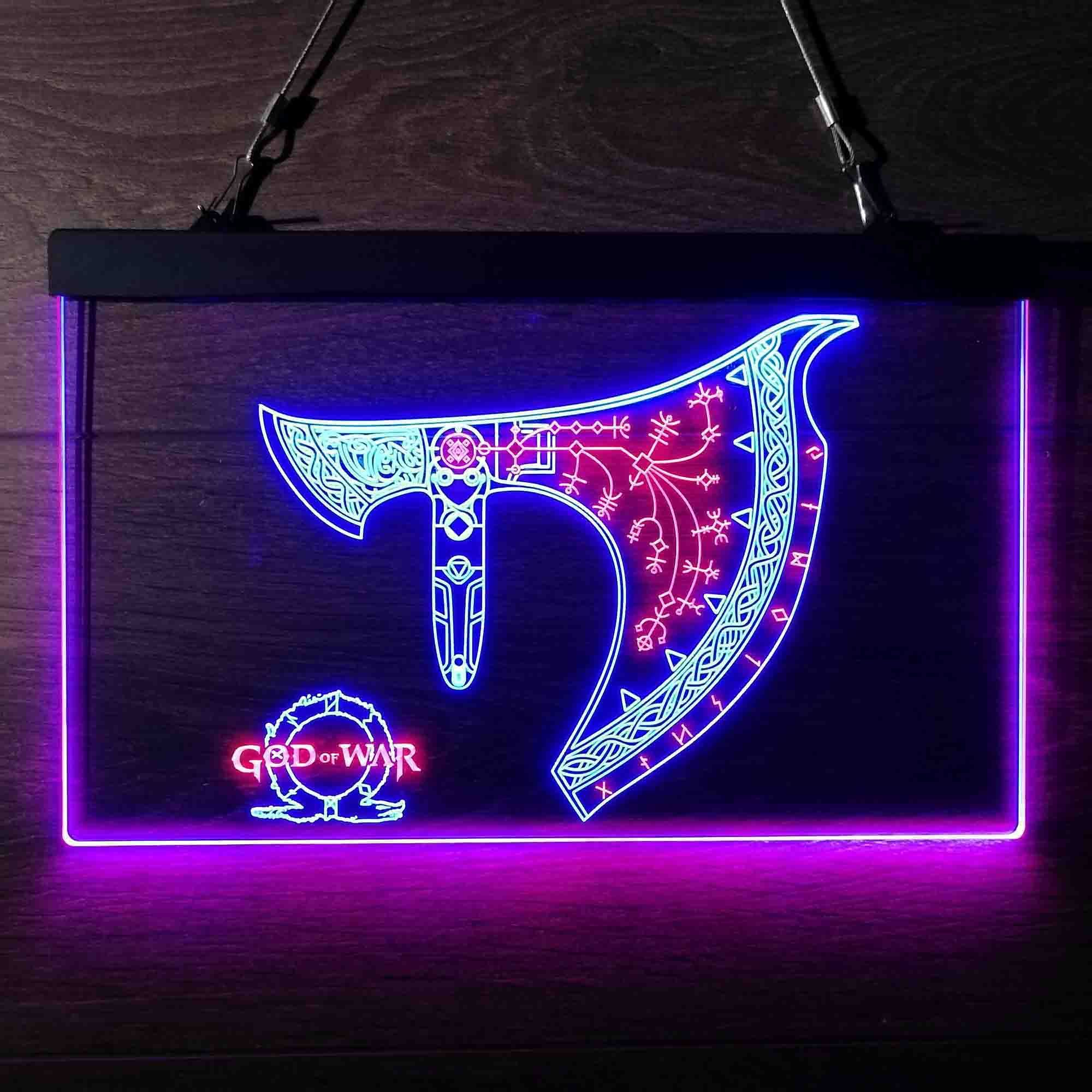 God Of War Leviathan Axe Dual LED Neon Light Sign